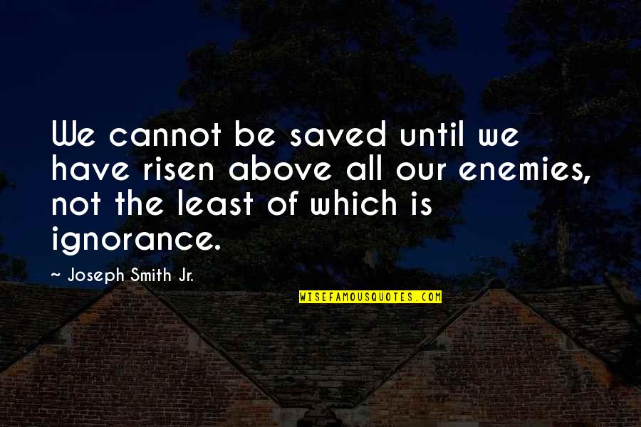 Above The Ignorance Quotes By Joseph Smith Jr.: We cannot be saved until we have risen