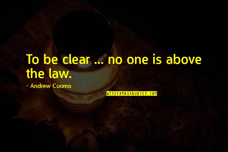 Above The Law Quotes By Andrew Cuomo: To be clear ... no one is above
