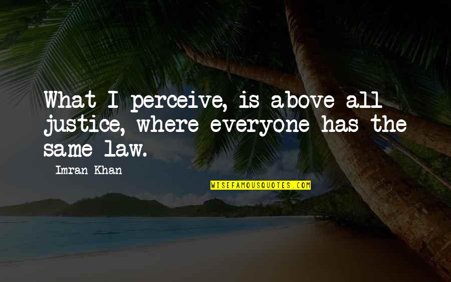 Above The Law Quotes By Imran Khan: What I perceive, is above all justice, where