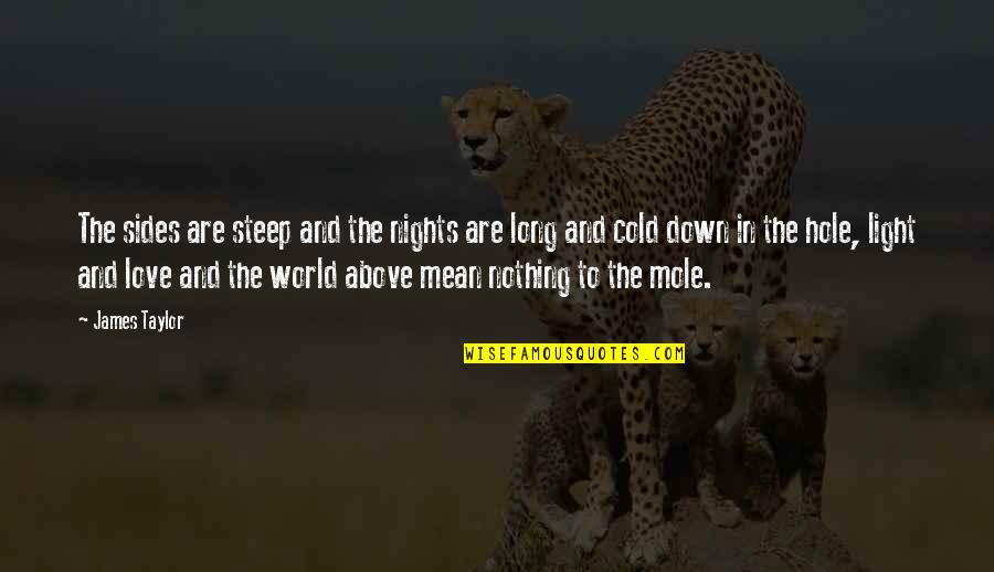 Above The World Quotes By James Taylor: The sides are steep and the nights are Above The World Quotes By James Taylor: The sides are steep and the nights are