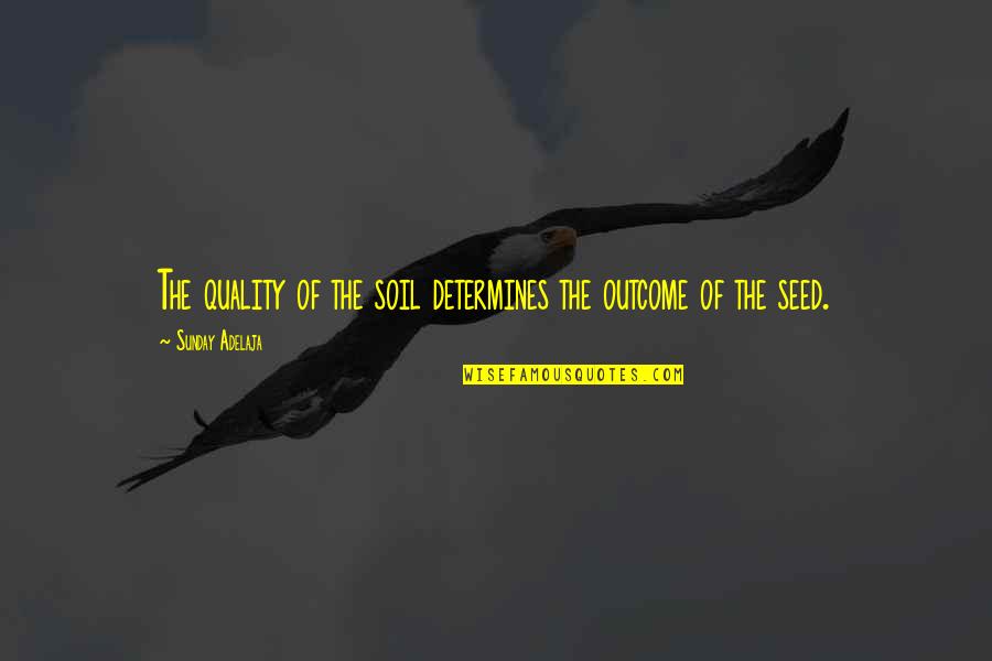 Abraceive Quotes By Sunday Adelaja: The quality of the soil determines the outcome Abraceive Quotes By Sunday Adelaja: The quality of the soil determines the outcome