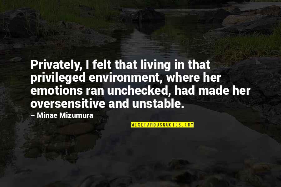 Abraham Laing Quotes By Minae Mizumura: Privately, I felt that living in that privileged
