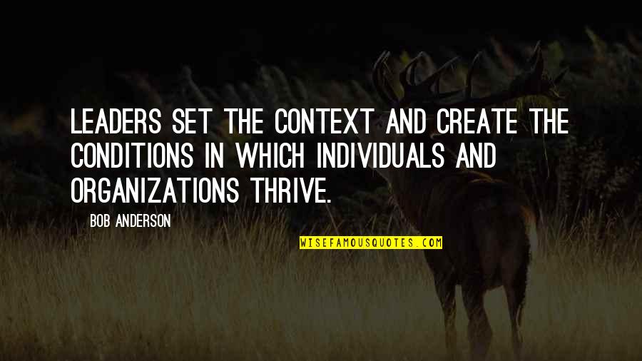 Abraham Lin Quotes By Bob Anderson: Leaders set the context and create the conditions