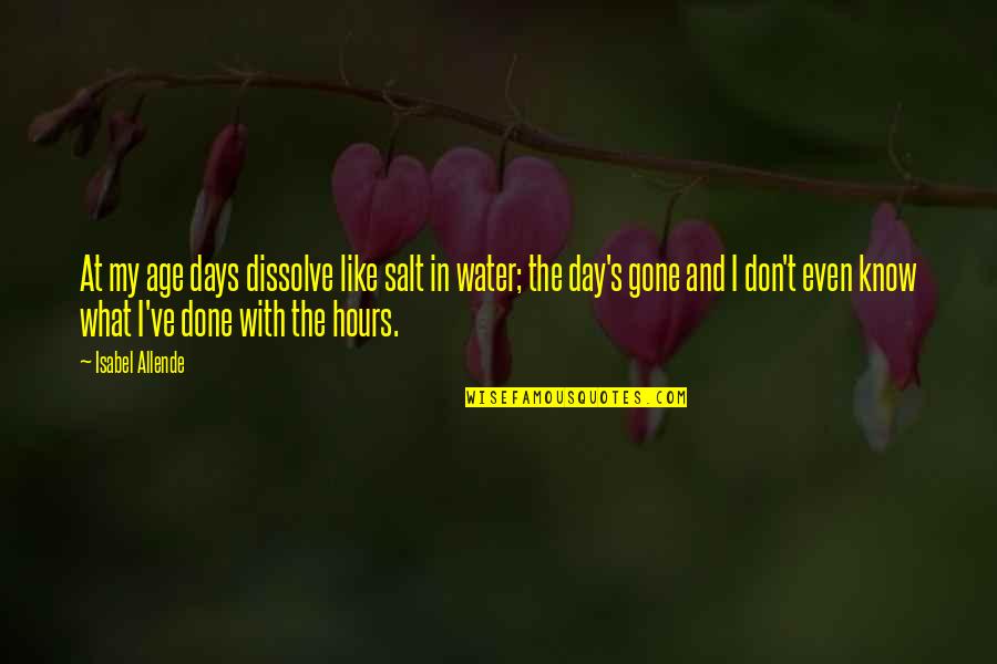 Abraham Lincoln Ax Quotes By Isabel Allende: At my age days dissolve like salt in
