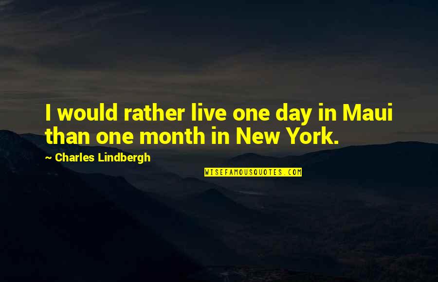 Abraham Maslow Humanistic Quotes By Charles Lindbergh: I would rather live one day in Maui