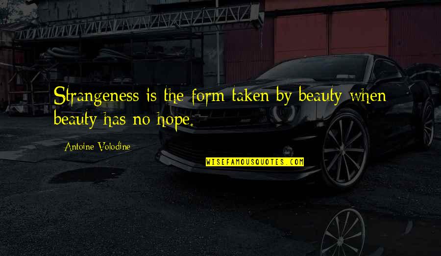 Abrasevic Quotes By Antoine Volodine: Strangeness is the form taken by beauty when