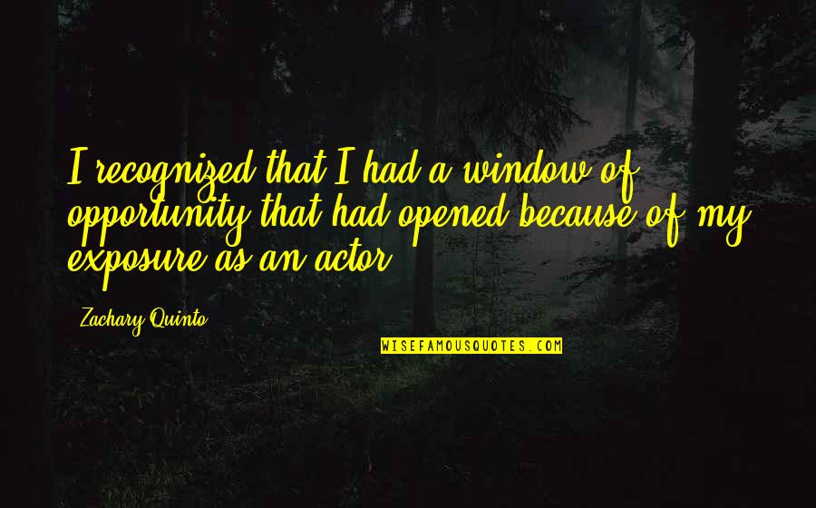 Abrazar Transportation Quotes By Zachary Quinto: I recognized that I had a window of
