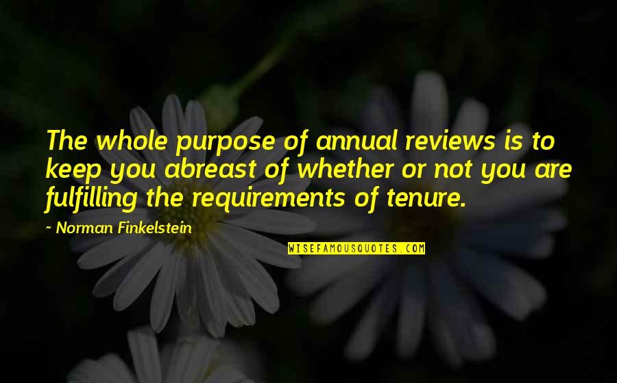 Abreast Quotes By Norman Finkelstein: The whole purpose of annual reviews is to