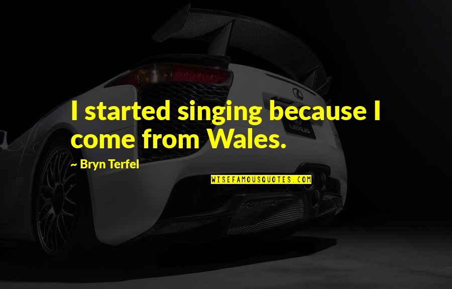 Abromson And Carey Quotes By Bryn Terfel: I started singing because I come from Wales.