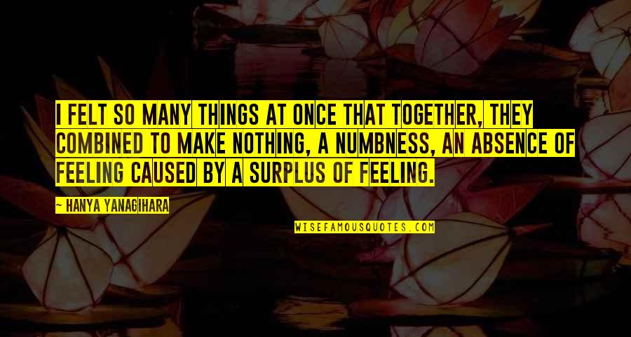 Absence Felt Quotes By Hanya Yanagihara: I felt so many things at once that