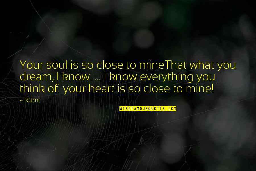 Absence Of Words Quotes By Rumi: Your soul is so close to mineThat what
