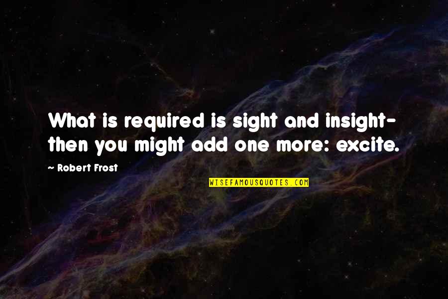 Absolem Best Quotes By Robert Frost: What is required is sight and insight- then