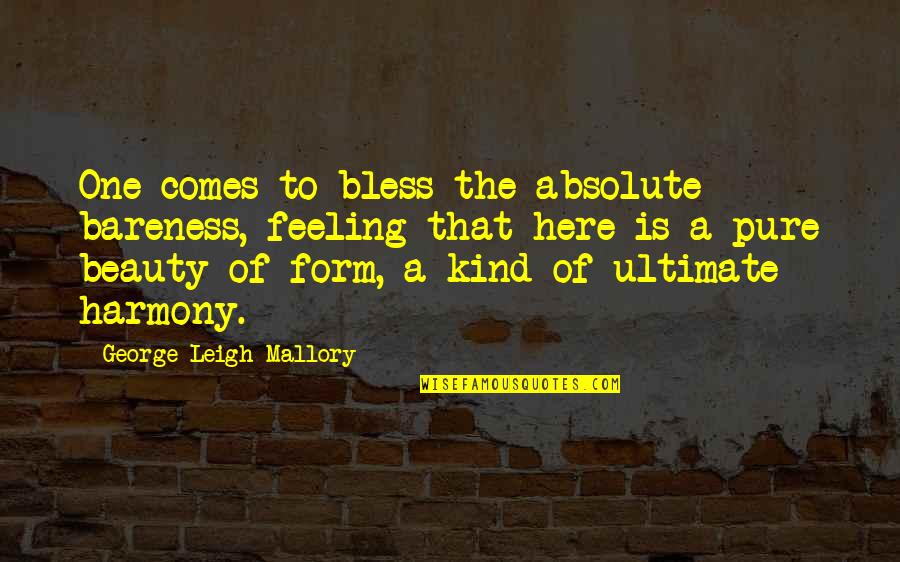 Absolute Beauty Quotes By George Leigh Mallory: One comes to bless the absolute bareness, feeling