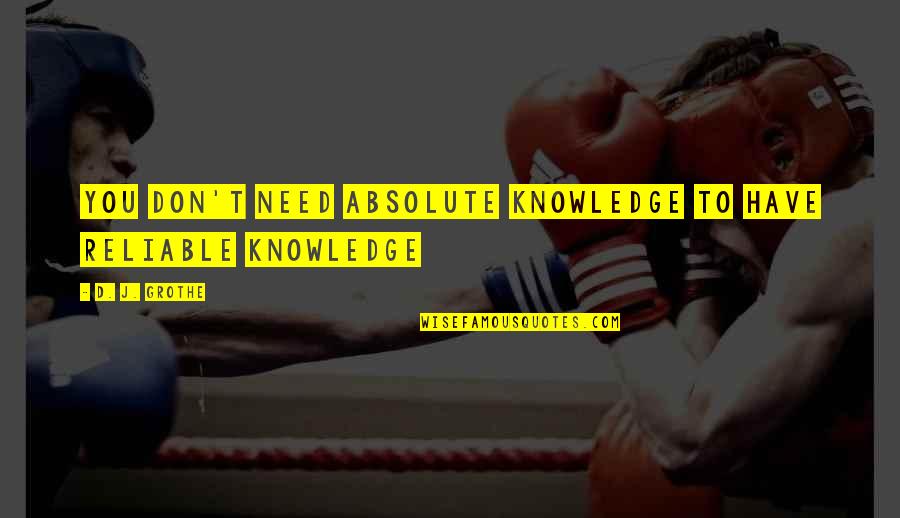 Absolute Knowledge Quotes By D. J. Grothe: You don't need absolute knowledge to have reliable