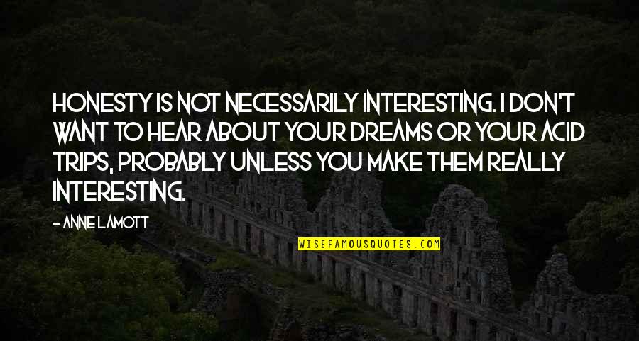 Absolute Suffering Quotes By Anne Lamott: Honesty is not necessarily interesting. I don't want