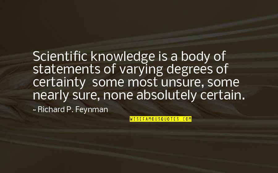 Absolutely Quotes By Richard P. Feynman: Scientific knowledge is a body of statements of