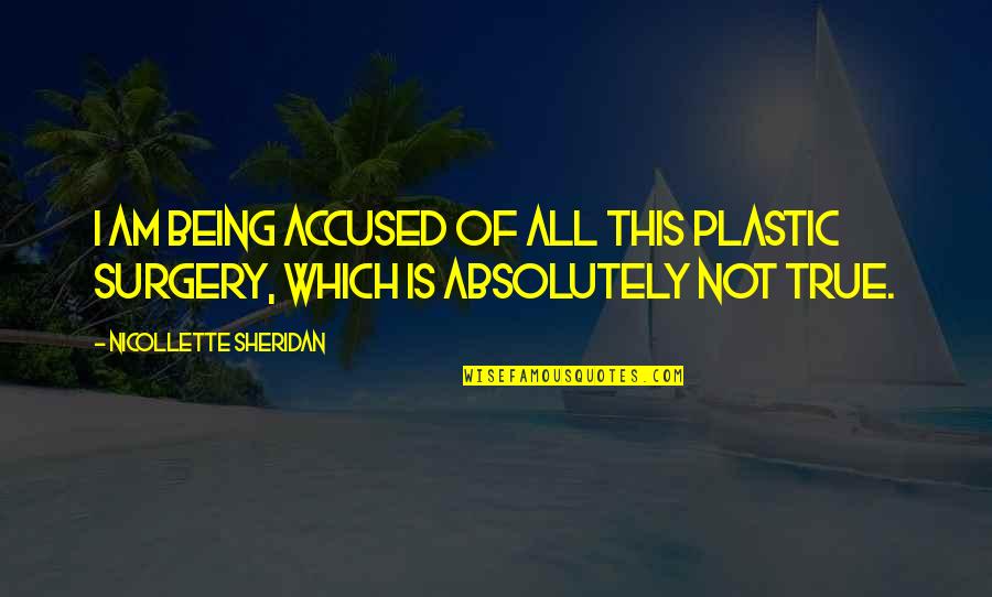 Absolutely True Quotes By Nicollette Sheridan: I am being accused of all this plastic