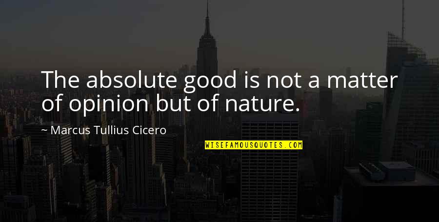 Absolutes Quotes By Marcus Tullius Cicero: The absolute good is not a matter of