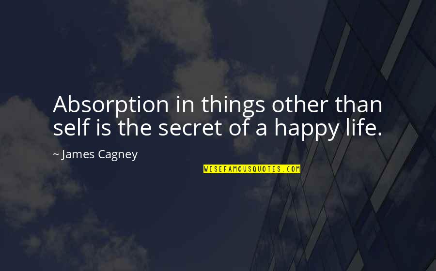 Absorption Quotes By James Cagney: Absorption in things other than self is the