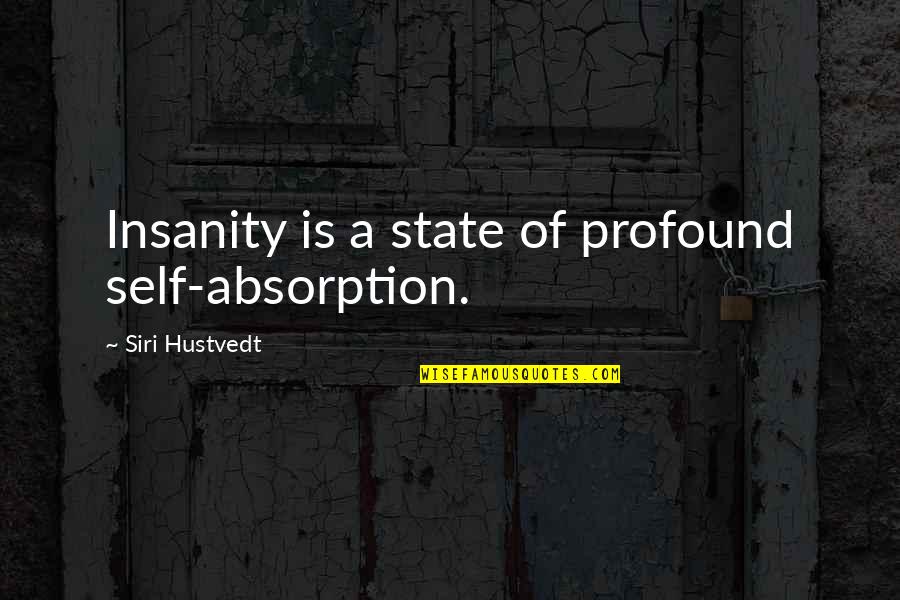Absorption Quotes By Siri Hustvedt: Insanity is a state of profound self-absorption.