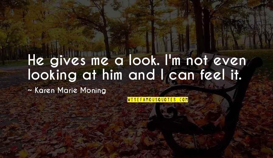 Abstandstempomat Quotes By Karen Marie Moning: He gives me a look. I'm not even