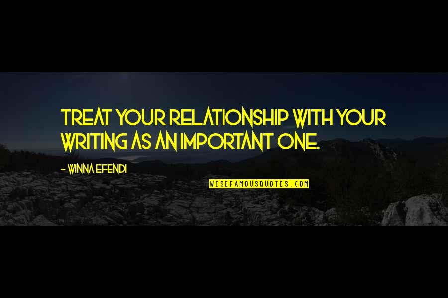 Absterge Warcraft Quotes By Winna Efendi: Treat your relationship with your writing as an