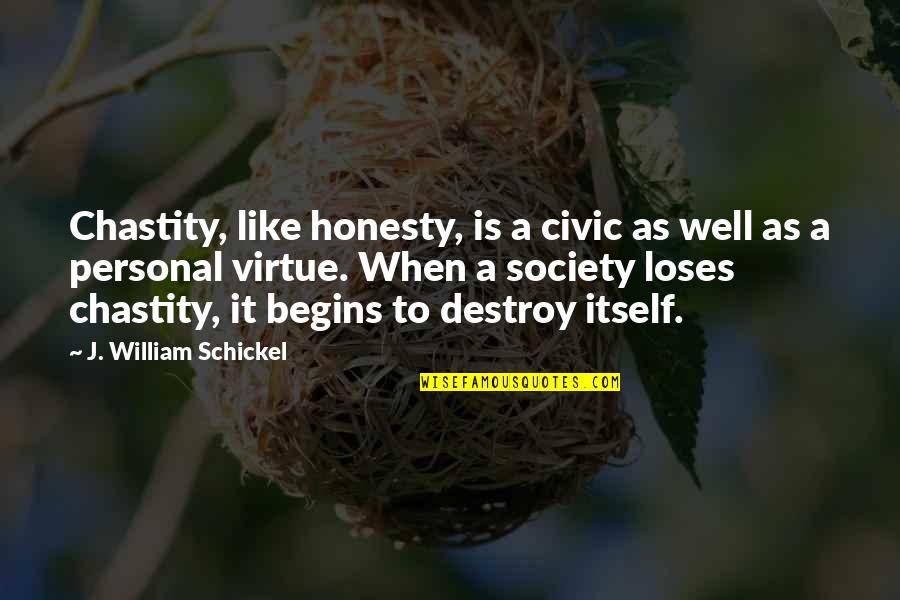 Abstinence Quotes By J. William Schickel: Chastity, like honesty, is a civic as well