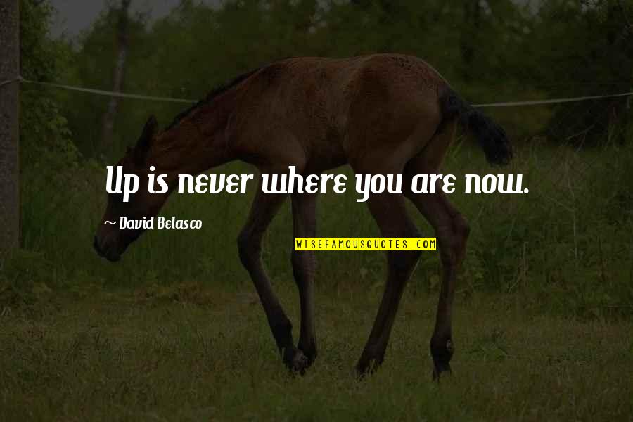 Abstrak Kahulugan Quotes By David Belasco: Up is never where you are now.