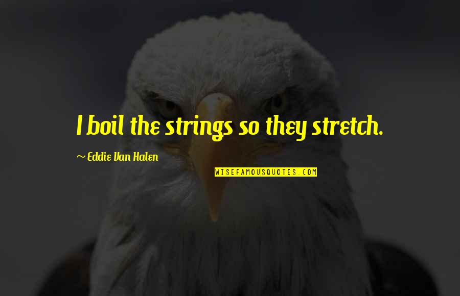Absurde Kuptimi Quotes By Eddie Van Halen: I boil the strings so they stretch. Absurde Kuptimi Quotes By Eddie Van Halen: I boil the strings so they stretch.