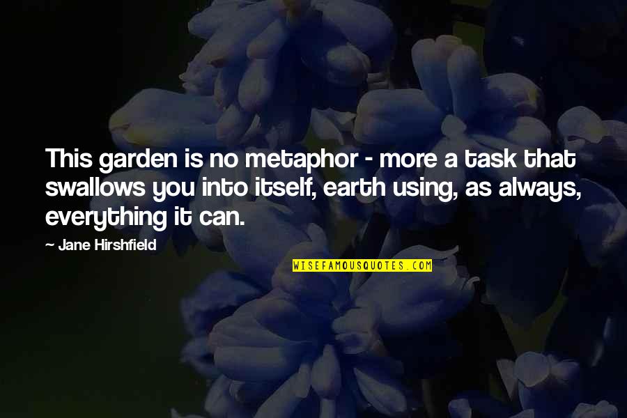 Absurdul In Literatura Quotes By Jane Hirshfield: This garden is no metaphor - more a Absurdul In Literatura Quotes By Jane Hirshfield: This garden is no metaphor - more a