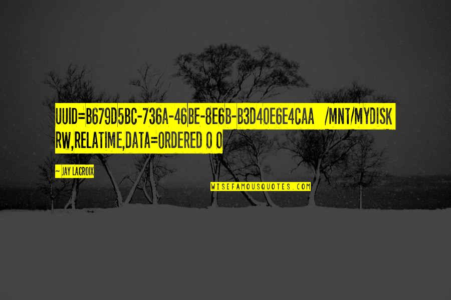 Abul Hasan Kharqani Quotes By Jay LaCroix: UUID=b679d5bc-736a-46be-8e6b-b3d40e6e4caa /mnt/mydisk rw,relatime,data=ordered