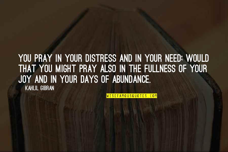 Abundance And Gratitude Quotes By Kahlil Gibran: You pray in your distress and in your