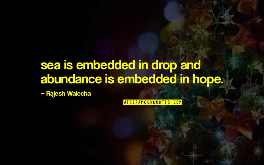 Abundance Quotes And Quotes By Rajesh Walecha: sea is embedded in drop and abundance is