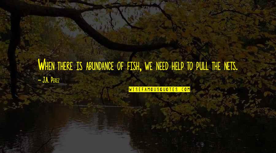 Abundance Quotes By J.A. Perez: When there is abundance of fish, we need