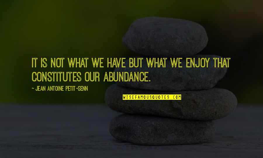 Abundance Quotes By Jean Antoine Petit-Senn: It is not what we have but what