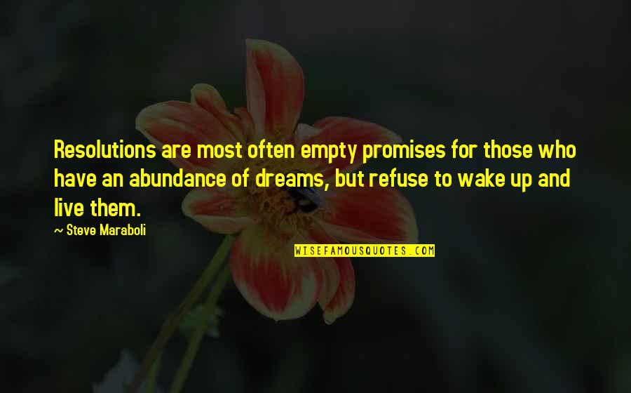 Abundance Quotes By Steve Maraboli: Resolutions are most often empty promises for those