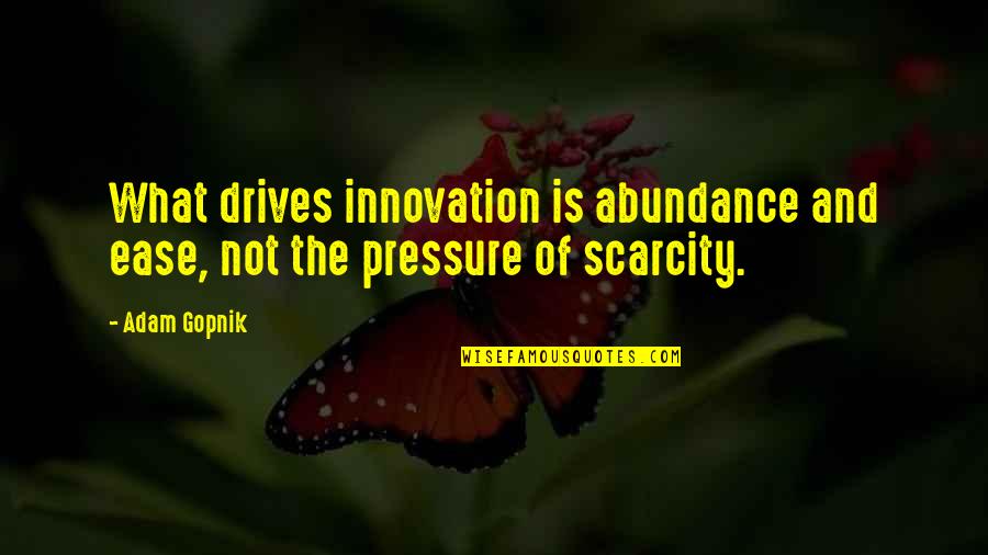 Abundance Vs Scarcity Quotes By Adam Gopnik: What drives innovation is abundance and ease, not