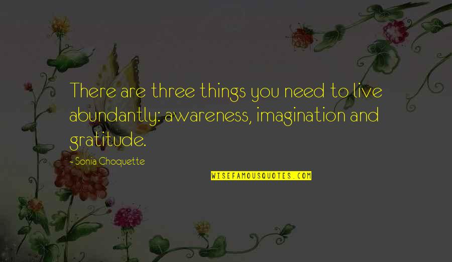 Abundantly Quotes By Sonia Choquette: There are three things you need to live