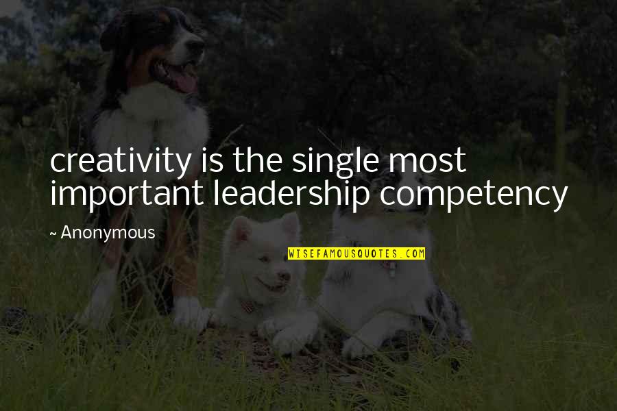 Aburrirse Quotes By Anonymous: creativity is the single most important leadership competency