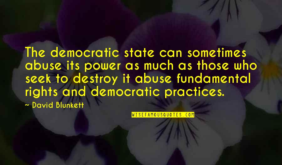 Abuse Power Quotes By David Blunkett: The democratic state can sometimes abuse its power