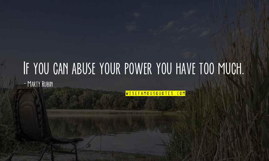Abuse Power Quotes By Marty Rubin: If you can abuse your power you have