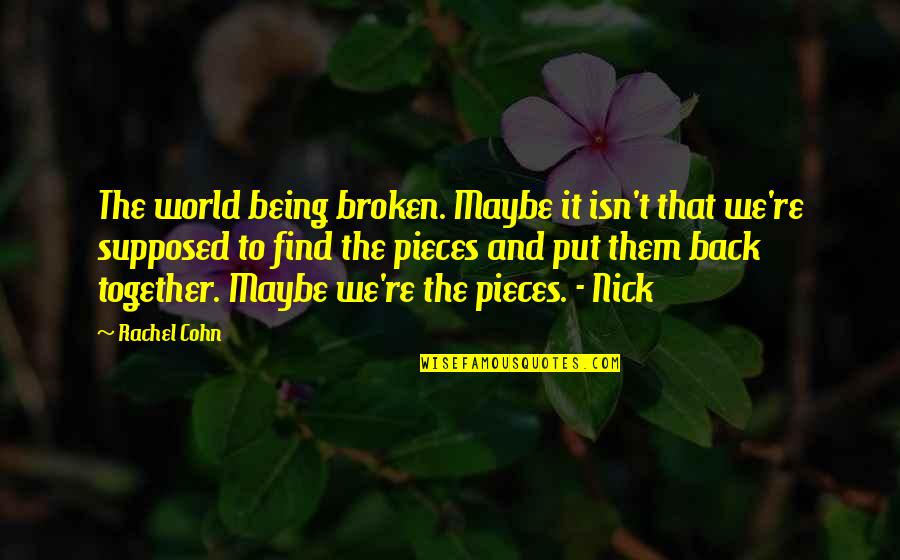 Abusing The System Quotes By Rachel Cohn: The world being broken. Maybe it isn't that