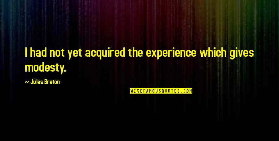 Abusive Leaders Quotes By Jules Breton: I had not yet acquired the experience which Abusive Leaders Quotes By Jules Breton: I had not yet acquired the experience which