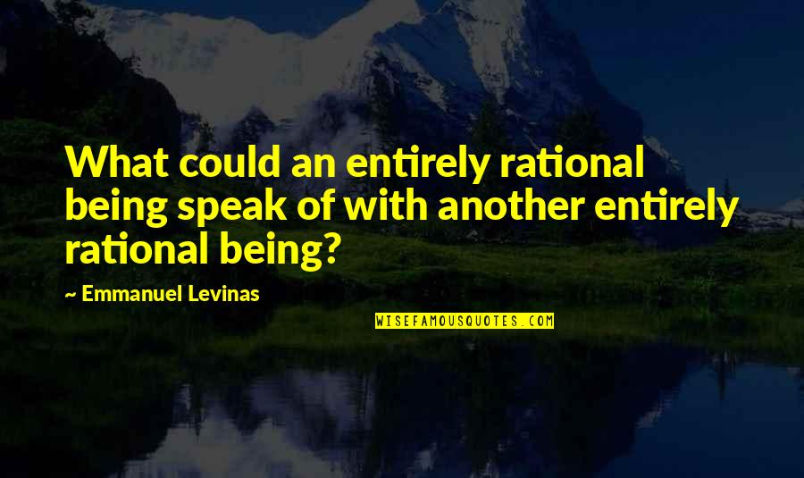 Acceleration Graham Mcnamee Quotes By Emmanuel Levinas: What could an entirely rational being speak of