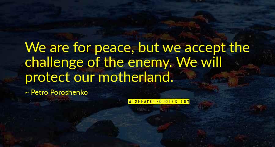 Accept Challenges Quotes By Petro Poroshenko: We are for peace, but we accept the