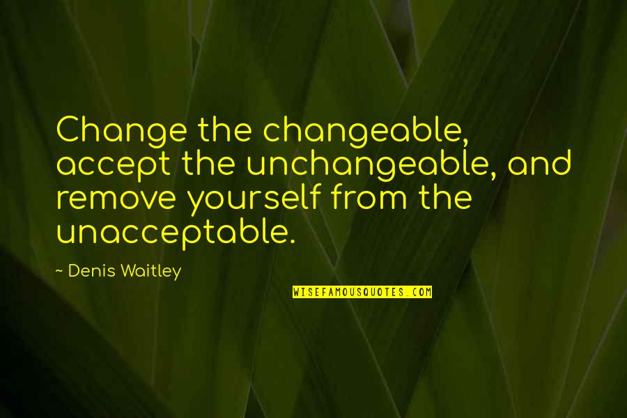 Accept Change Quotes By Denis Waitley: Change the changeable, accept the unchangeable, and remove