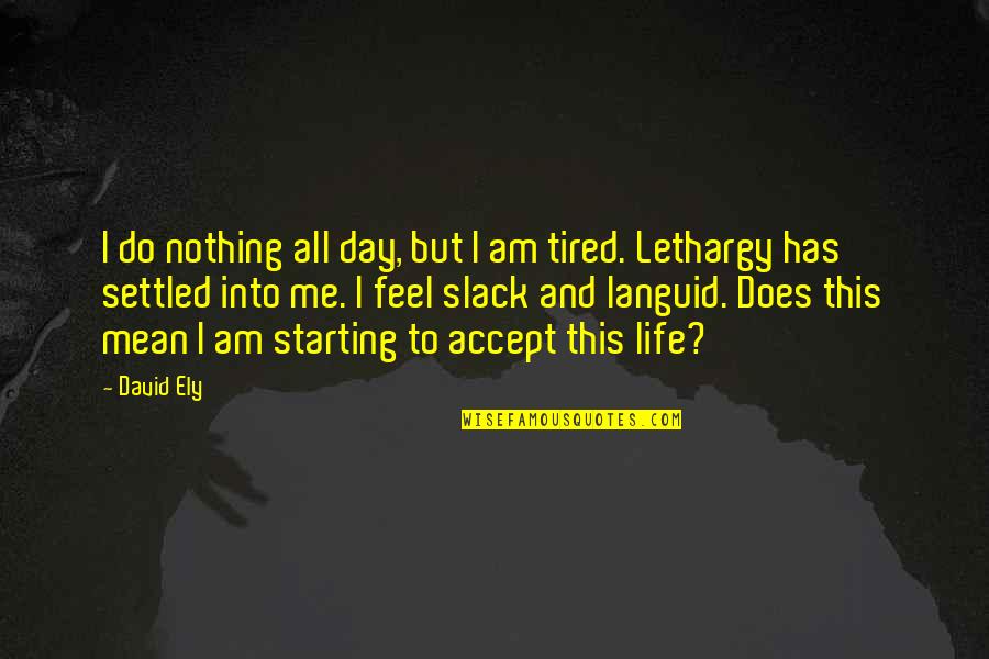 Accept Me Quotes By David Ely: I do nothing all day, but I am