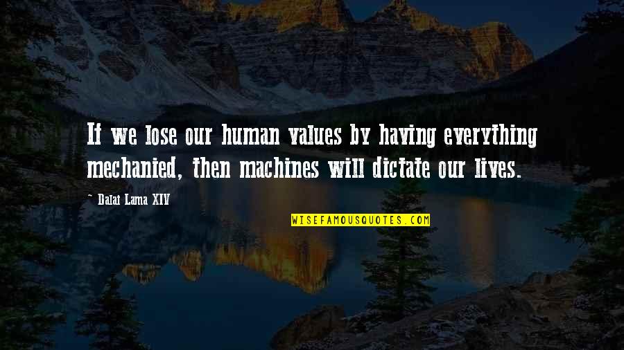 Accept Responsibility Quote Quotes By Dalai Lama XIV: If we lose our human values by having