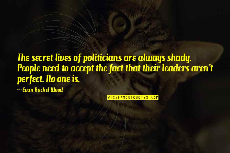 Accept The Fact Quotes By Evan Rachel Wood: The secret lives of politicians are always shady.