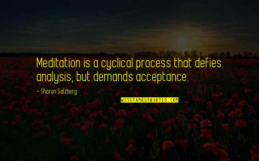 Acceptance Buddhism Quotes By Sharon Salzberg: Meditation is a cyclical process that defies analysis,